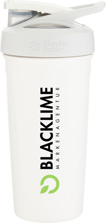 24 oz BlenderBottle Shaker Bottle Strada Stainless – White